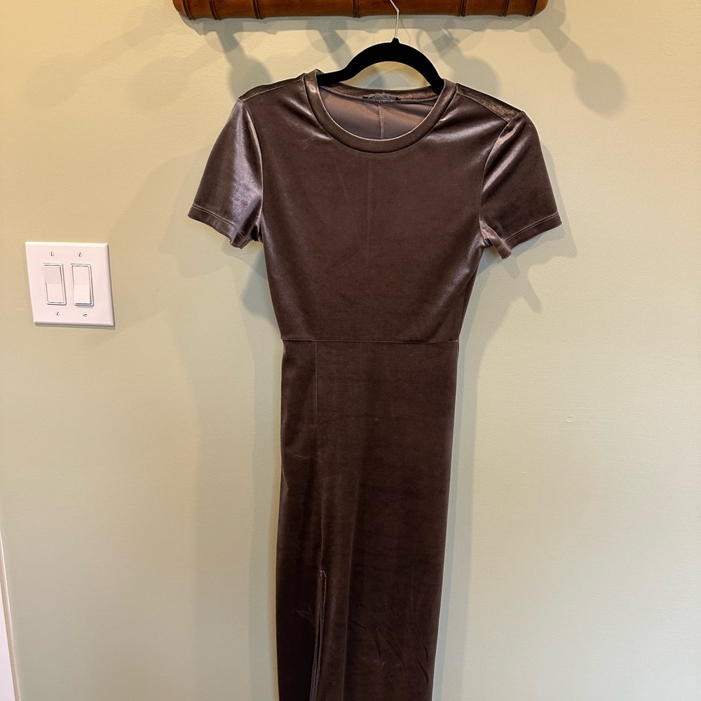 Zara Purple Velvet Bodycon Midi Dress
